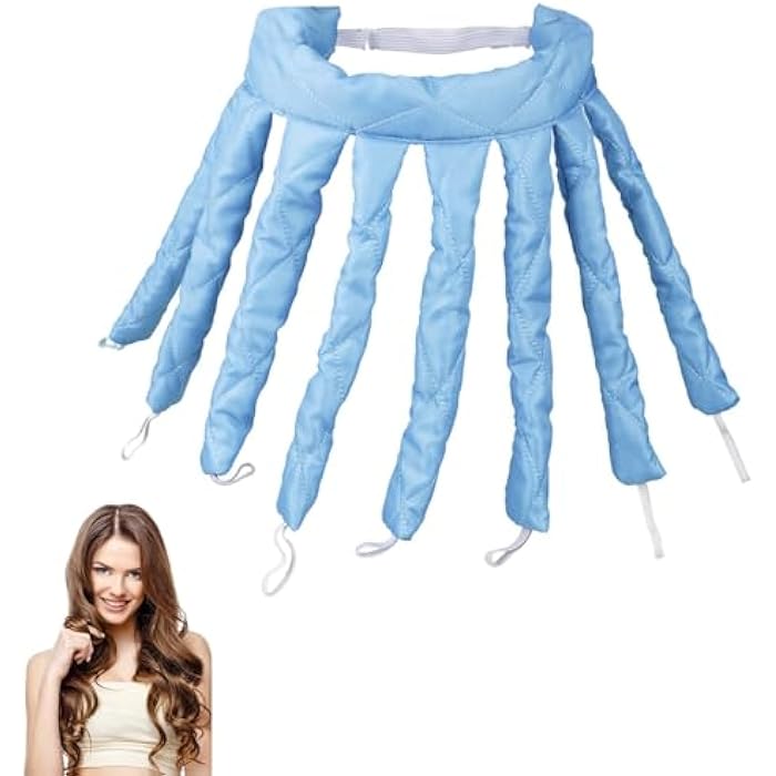Plexaris Octopus Heatless Curls, Heatless Curler For Women, Heatless Hair Curler With Octopus Satin Design Headband, Heatless Curls Headband For Women Long Hair Styling Sleeping Overnight, Blue - Image 1